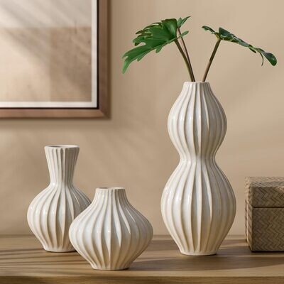 Anna White Glaze Ceramic Vase 10"