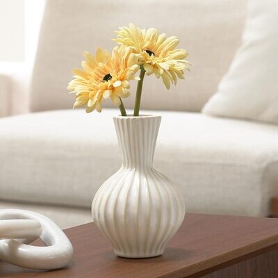 Anna White Glaze Ceramic Vase 6.25"