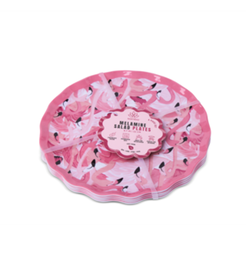 Set de 4 Platos de Ensalada de Melamina Flamingo