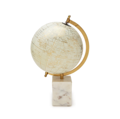 Golden White Globe on Marble Base