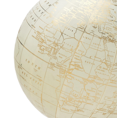 Golden White Globe on Marble Base