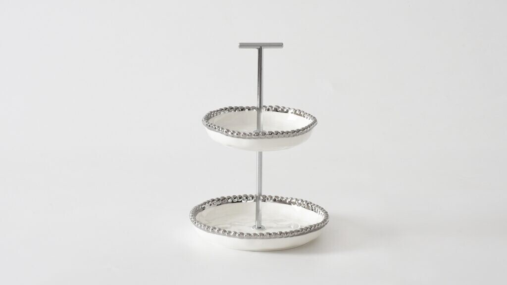 Mini Stand de 2 Pisos Blanco (Plateado)