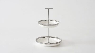 Mini Stand de 2 Pisos Blanco (Plateado)