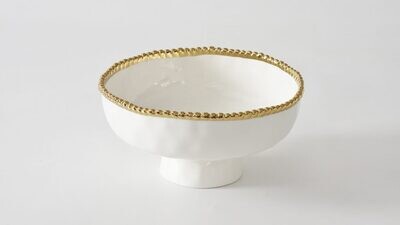 Bowl con Pie Mediano Blanco (Dorado)