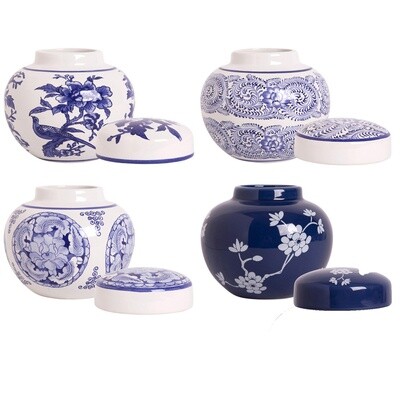 Blue and White Jar (Blanco con Flor Grande Azul)