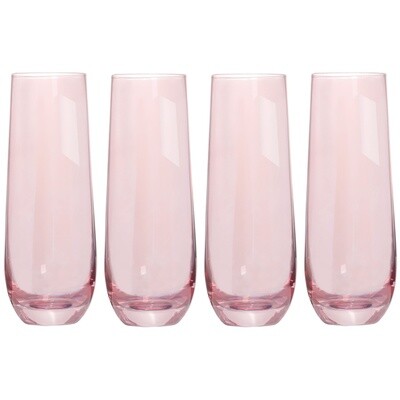 Set de 4 Flautas Rosadas sin Tallo
