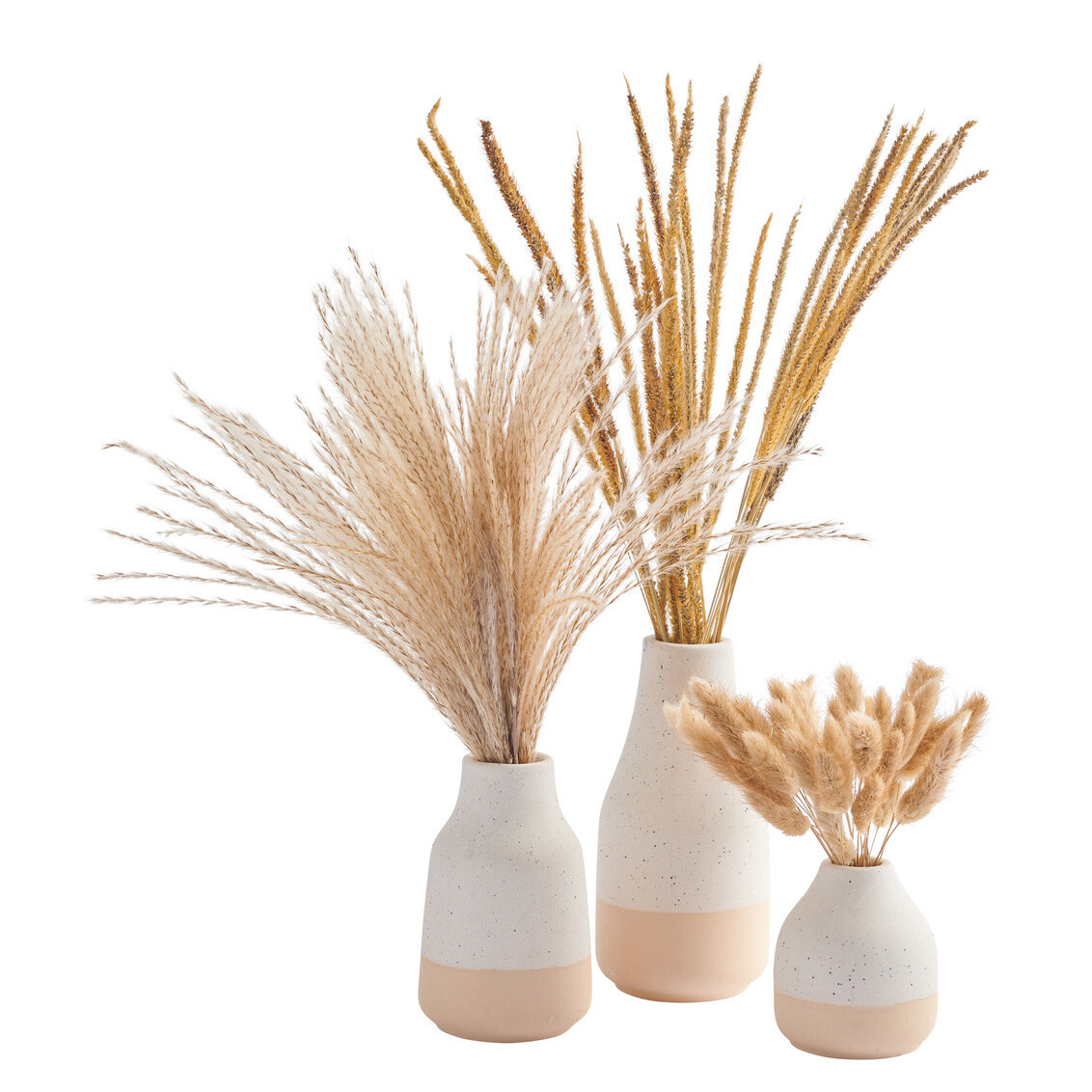 Set de 3 Preston Vases con Pampas Faux