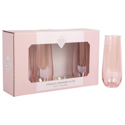 Set de 4 Flautas Rosadas sin Tallo