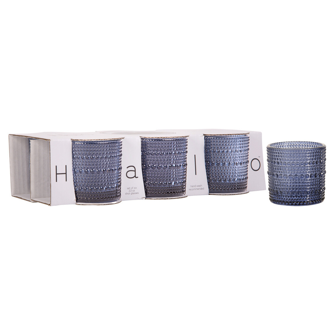 Set de 6 Copitas de Kidush/Vasitos de Shot Halo Azules