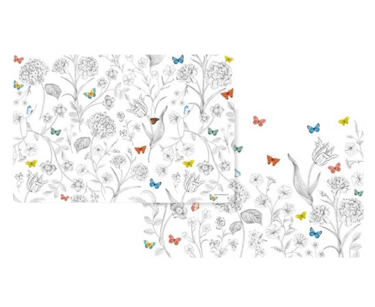 Placemats Double Sided Fleurs &amp; Papillons