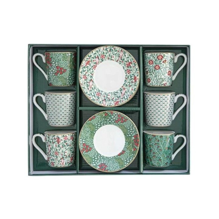 Set de 6 Tazas de Espresso con Platitos Floral Fantasy