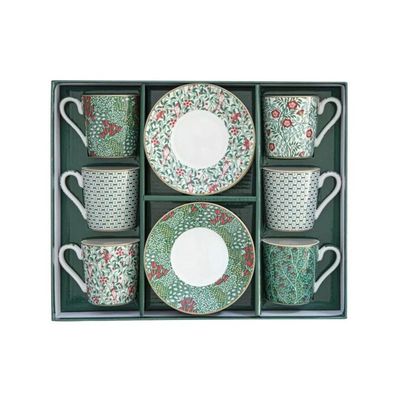 Set de 6 Tazas de Espresso con Platitos Floral Fantasy