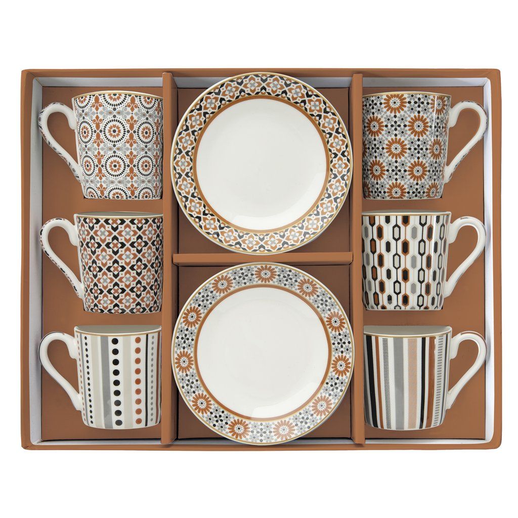 Set de 6 Tazas de Espresso con Platitos Geoethnic