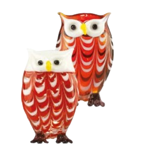 Set de 2 Buhos Rojos