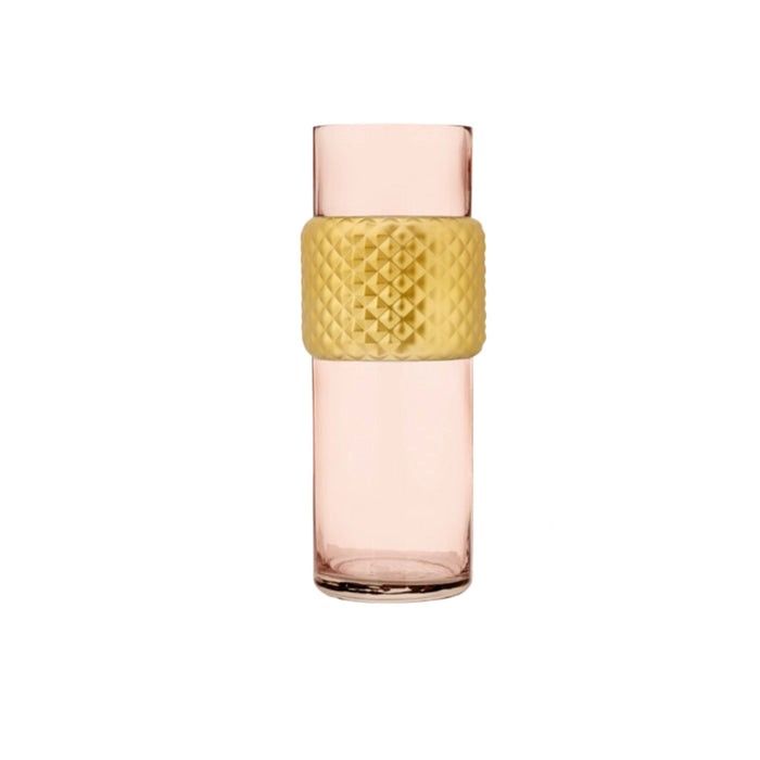 Minu Vase Rosado con Detalles Dorados 28.5cm
