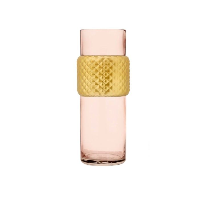 Minu Vase Rosado con Detalles Dorados 33cm