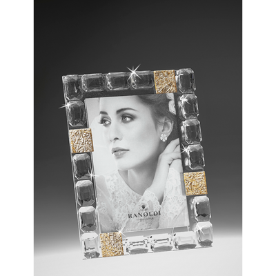 Portaretrato de Cristal 13x18cm con Cuadros Dorados