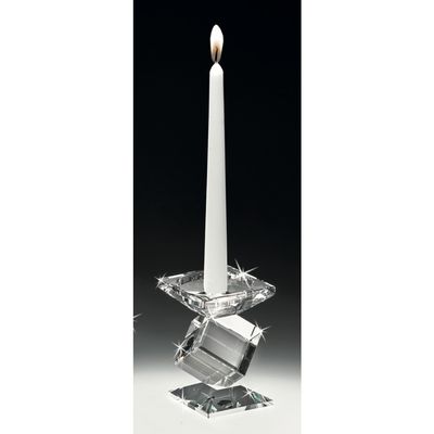 Candelabro Individual de Cristal con Cubo 13cm