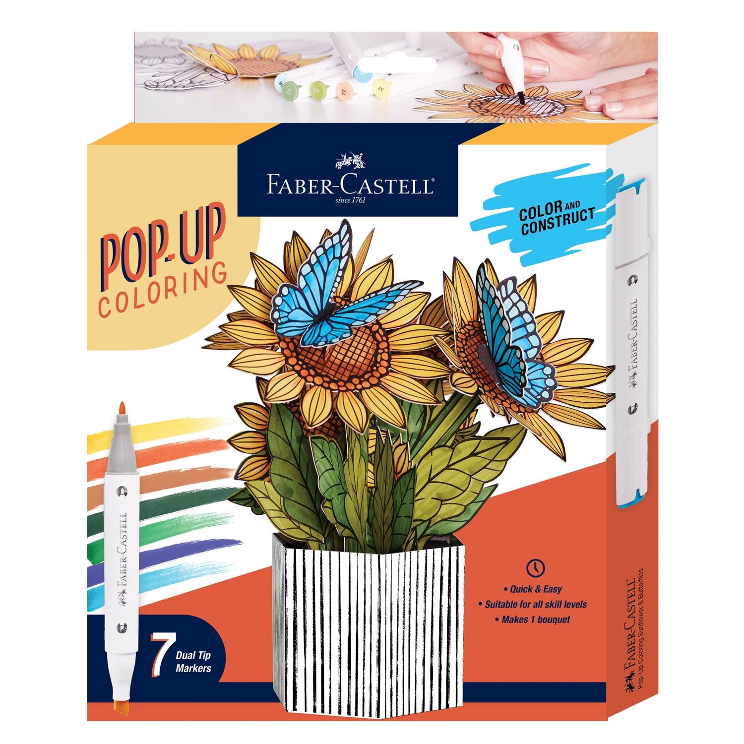 Pop Up Coloring Sunflowers and Butterflies