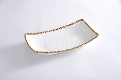 Bandeja Honda Rectangular Blanca (Dorado)
