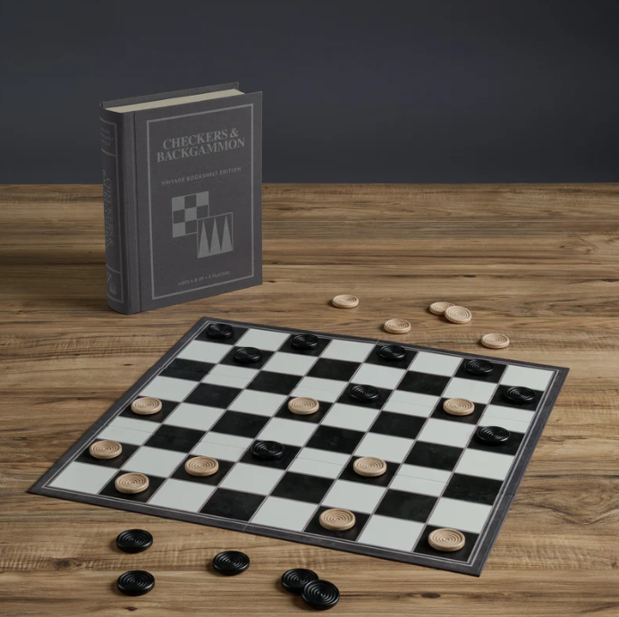 Checkers Backgammon Vintage Bookshelf Edition