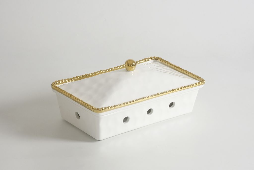 Chafing Dish Rectangular Blanco (Dorado)