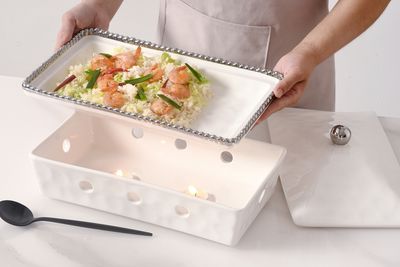 Chafing Dish Rectangular Blanco (Plateado)