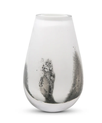 Florero 6.5&quot; Blanco con Strokes Negros