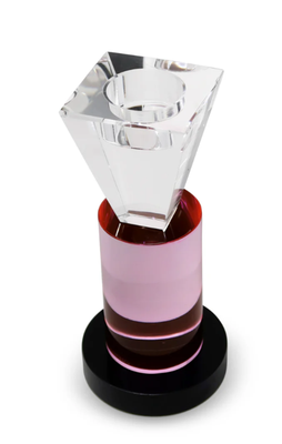 Candelabro de Cristal Rosado y Negro