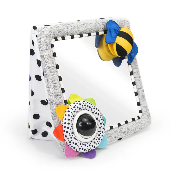 Grey Tummy Time Floor Mirror Bee