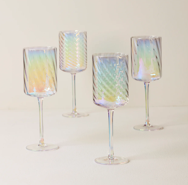 Set de 4 Copas de Vino Blanco Iridescent