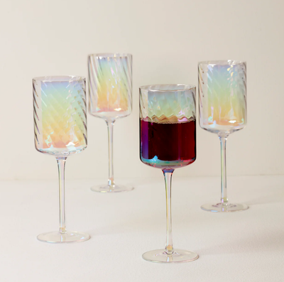 Set de 4 Copas de Vino Rojo Iridescent