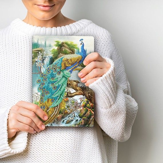 Crystal Art Notebook Peacock Waterfall