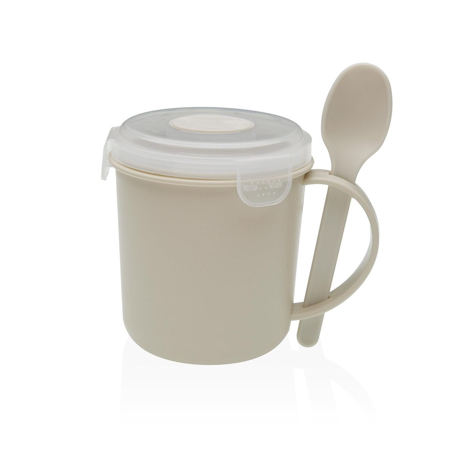 Vaso Porta Alimentos con Cuchara Crema