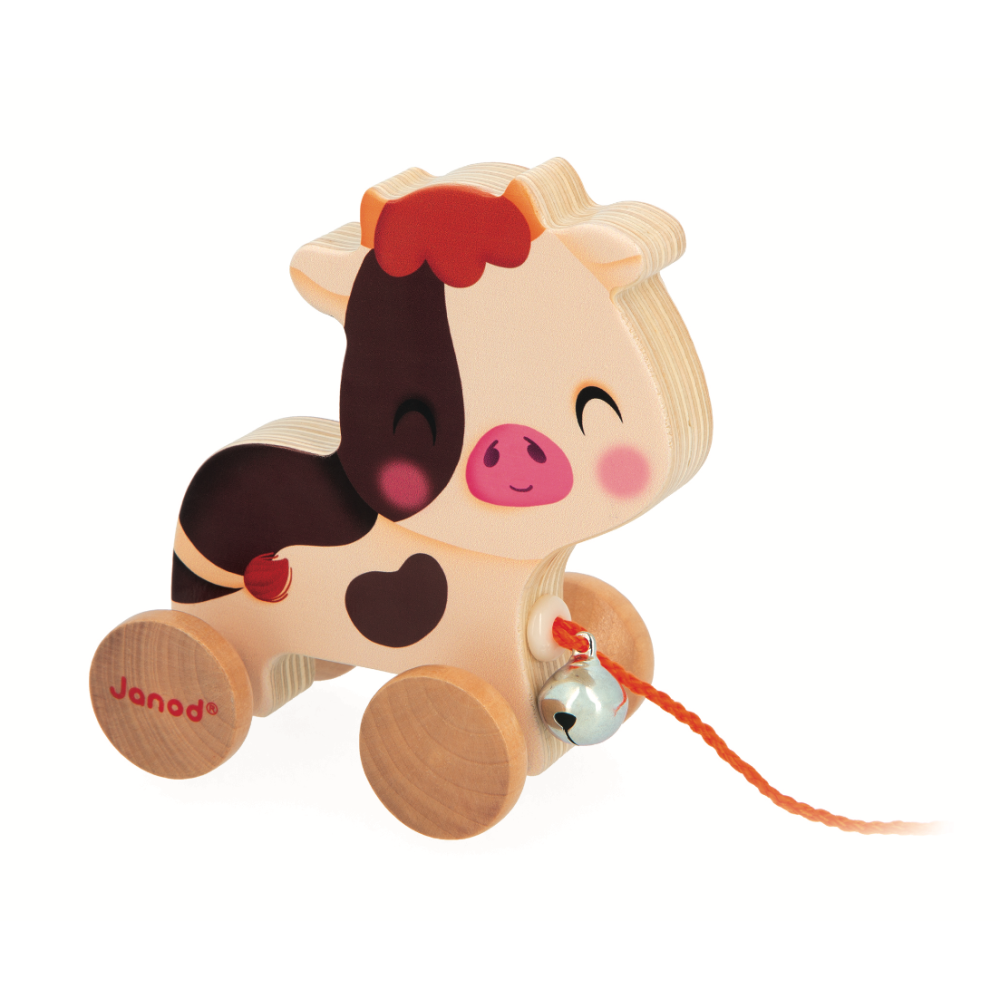 Farm Wooden Pull Along Cow