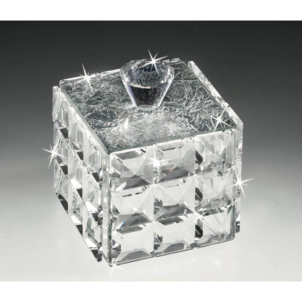 Cofre de Cristal con Tapa Plateada