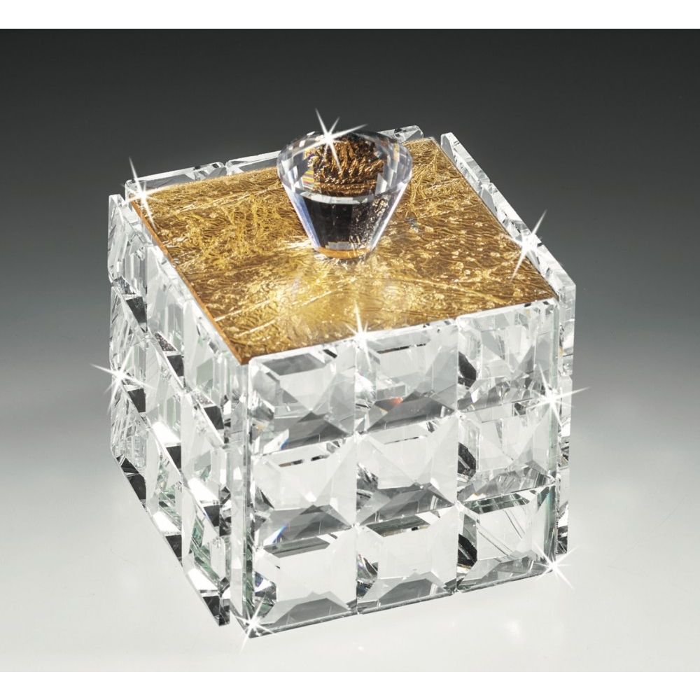 Cofre de Cristal con Tapa Dorada