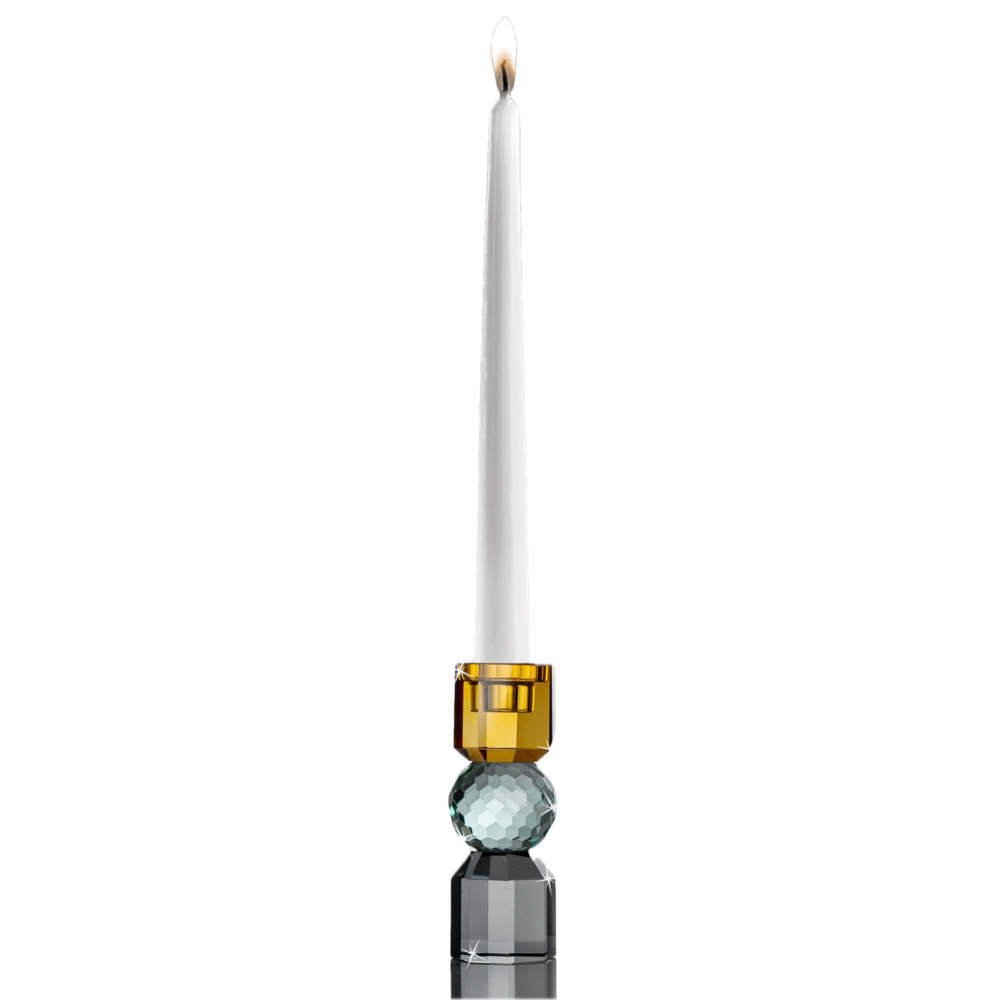 Candelabro de Cristal Turquesa y Ambar 16cm