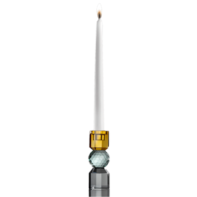 Candelabro de Cristal Turquesa y Ambar 16cm