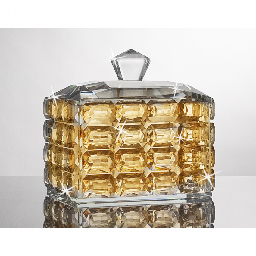 Cofre de Cristal Ambar Rectangular 13cm