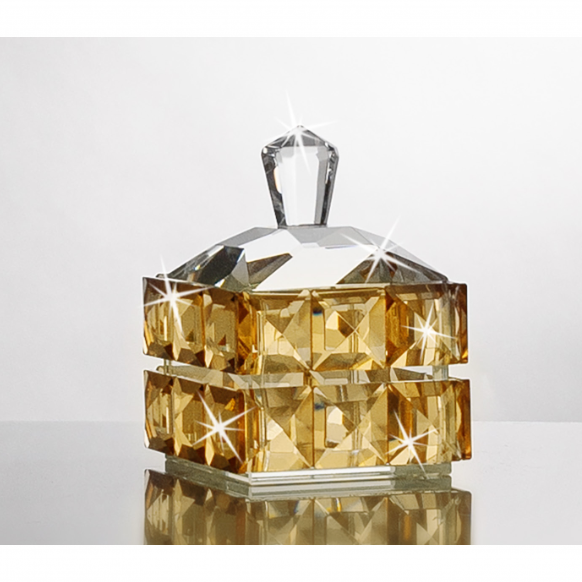 Cofre de Cristal Ambar Cuadrado 10cm