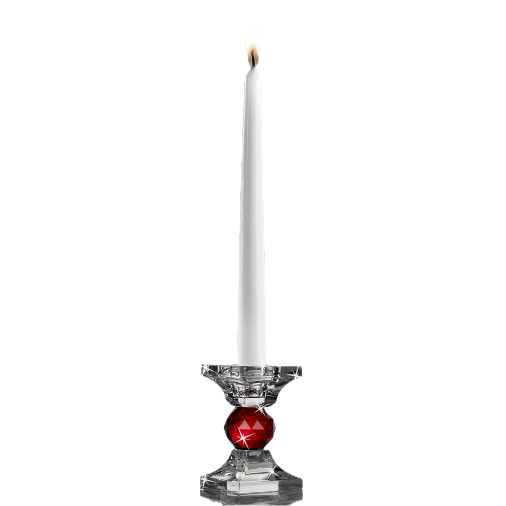 Candelabro Transparente con Rojo