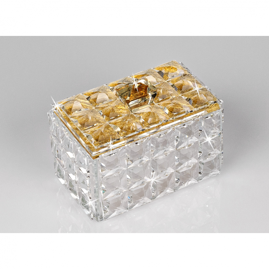 Cofre de Cristal con Tapa Mosaico Dorado
