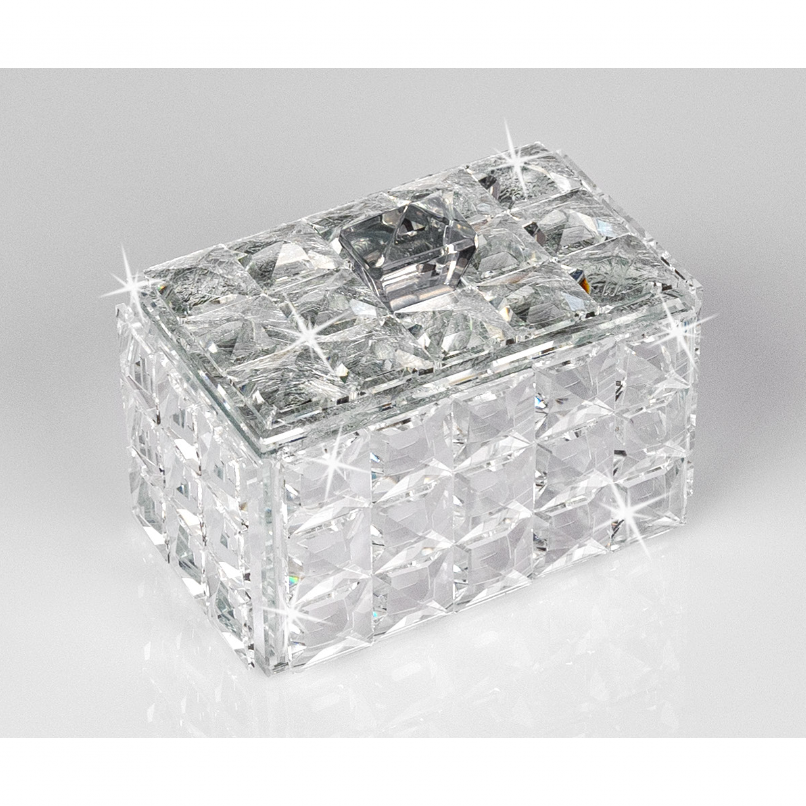Cofre de Cristal con Tapa Mosaico Plateado