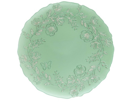 Bandeja Redonda de Vidrio Turquesa Spring Glass