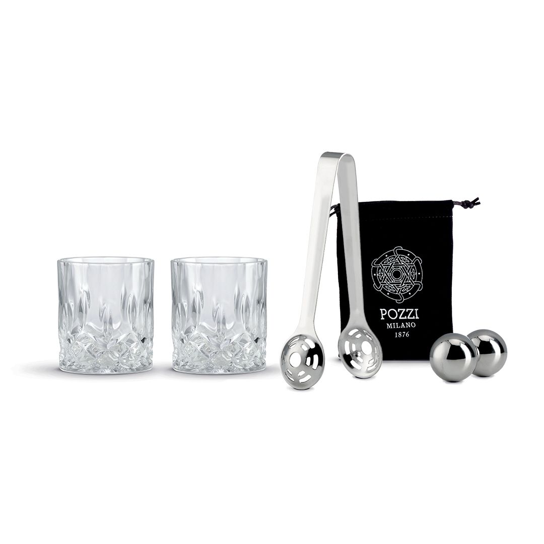 Set de Cocktail con 2 Vasos y Pinza Transparente