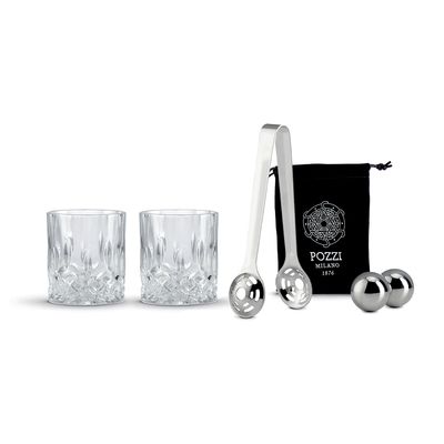 Set de Cocktail con 2 Vasos y Pinza Transparente
