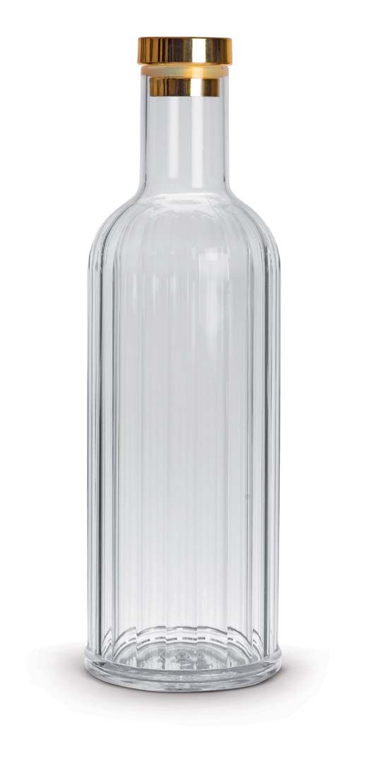 Botella Acrilica 1L Transparente y Dorado