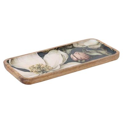 White Magnolia Bandeja Rectangular