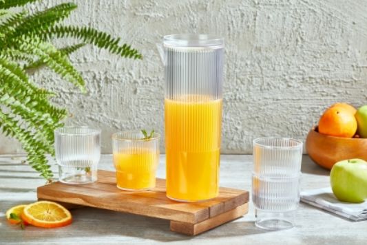 Set de Jarra y 4 Vasos Transparentes
